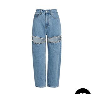 Disco Darling Embellished Cutout High-Rise Jeans